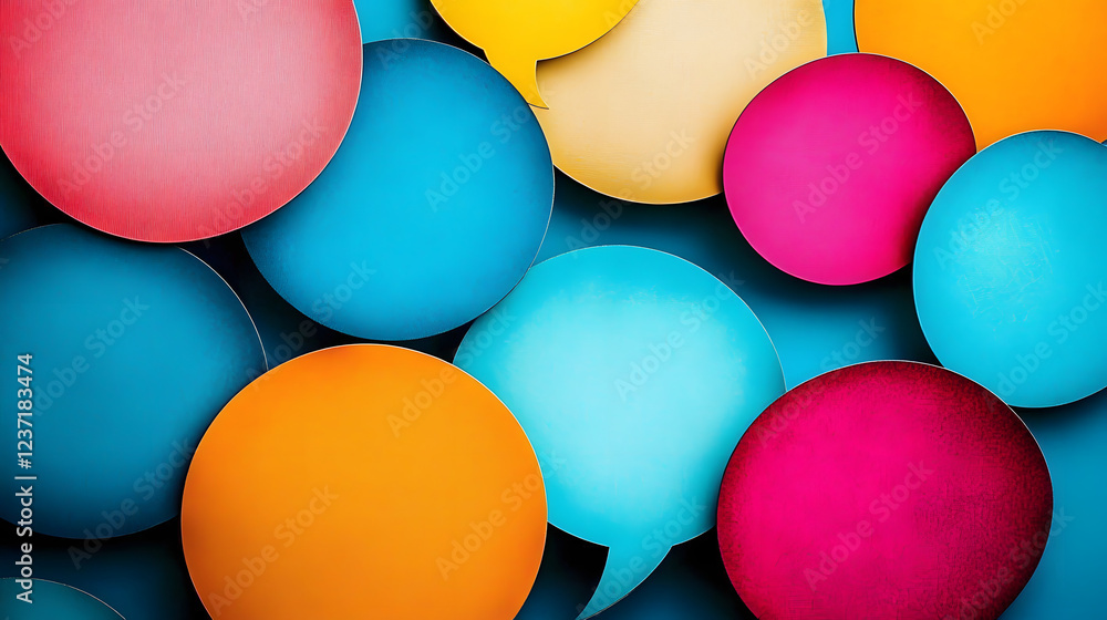 Aufkleber vibrant speech bubbles in various colors create a playful backdrop, symbolizing communication and in