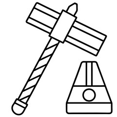 Chalk Line Construction Tool Vector | Clipart, Line Art & Cartoon Illustration, Chalk line construction tool vector illustration, perfect for clipart, line art, and digital designs.