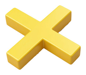 Obraz premium Bright yellow geometric cross shape for decor isolated on transparent background