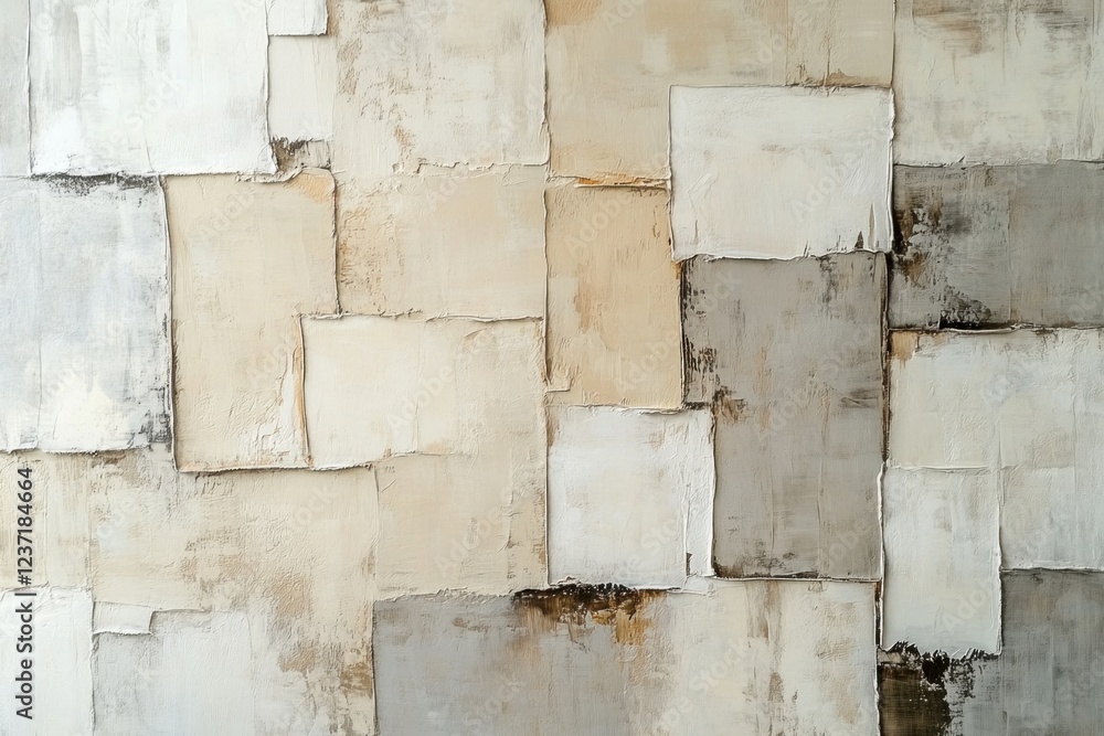 Poster this artwork showcases a beige color palette with shimmering textures, incorporating various geometr