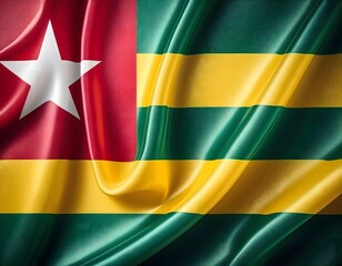 Obraz premium Vibrant Togo flag waving with luxurious satin texture - Patriotic and cultural symbol