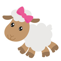 Cute little sheep vector cartoon illustration
