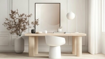 Fototapeta premium Modern Minimalist Home Office Design
