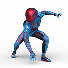 骸骨面のロボット　3DCGレンダリング