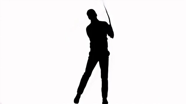 Black Silhouette of a Golfer with Club in Follow-Through Pose