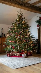 Christmas Tree with Gifts and Decorations