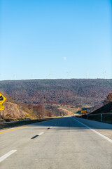 Wind turbines windmills at Appalachian mountains ridge, West Virginia Canaan valley on Sugarlands...
