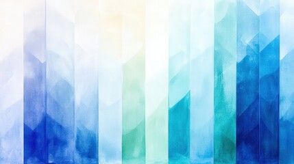 Abstract Watercolor Stripes In Shades Of Blue And Green