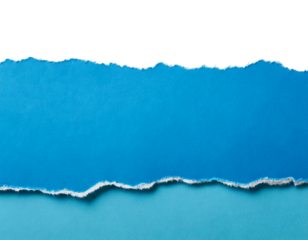 Torn, ripped blue paper edge, realistic texture, detailed wrinkles, frayed borders, transparent background, isolated object, natural, authentic appearance, paper material, sharp cuts, jagged edges, PN