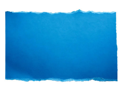 Torn, ripped blue paper edge, realistic texture, detailed wrinkles, frayed borders, transparent background, isolated object, natural, authentic appearance, paper material, sharp cuts, jagged edges, PN
