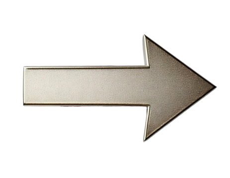 Grey arrow, realistic depiction, isolated object, clean design, sharp lines, precise shape, natural shading, high detail, professional illustration, digital art, transparent PNG background, high resol