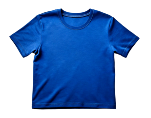 Blue tshirt isolated on PNG transparent white background, casual clothing, short sleeves, round neckline, lightweight fabric, unisex design, vibrant color, comfortable fit, stylish, versatile, summer 