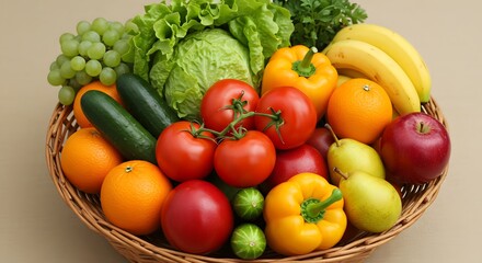 Fresh Fruit and Vegetable Basket Healthy Eating Produce