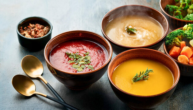 Selection of hot soups