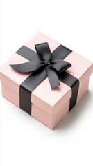 Obraz premium Elegant pink gift box with black ribbon for special occasions and celebrations