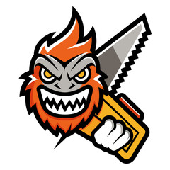 Hand Saw Construction Tool Vector | Cartoon, Clipart & Line Art Illustration, High-quality hand saw vector illustration in cartoon, clipart, and line art style for digital use.