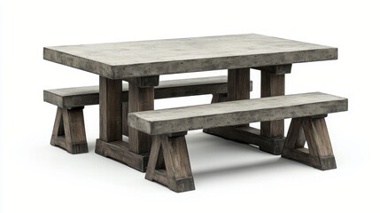 Modern concrete picnic table set suitable for outdoor dining or gatherings in various locations