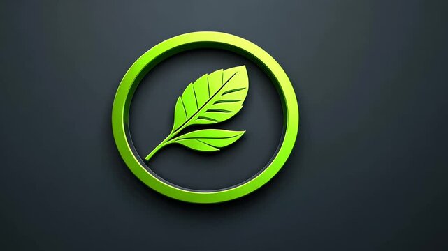 Modern logo design featuring a green leaf in a circular frame