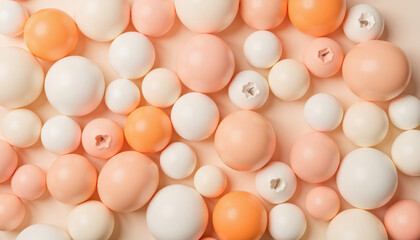 Glossy spheres in warm pastel tones, soothing happy ambiance