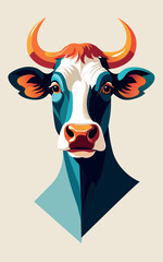 Stylized illustration of a bull cow head