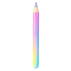 Colorful gradient pencil isolated on transparent background in spectrum hues of purple, blue, pink, yellow isolated png