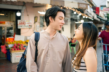 Young tourists couple visiting Bangkok, Thailand