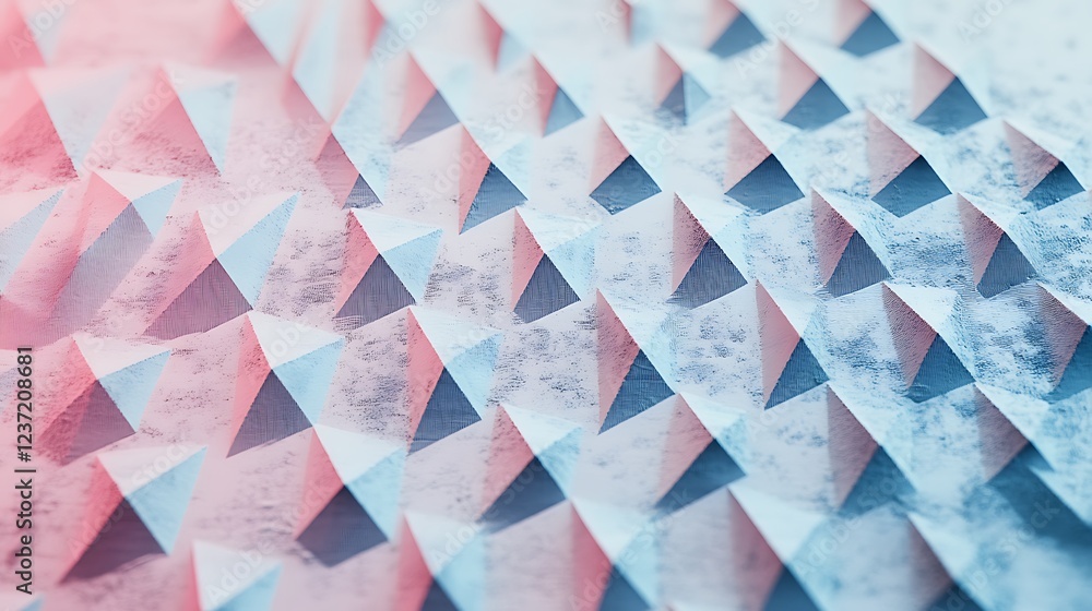Poster abstract textured pink and blue triangular pattern