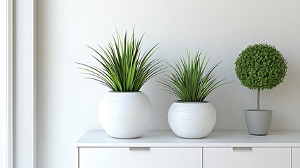 Fototapeta premium Modern minimalist home decor with potted plants