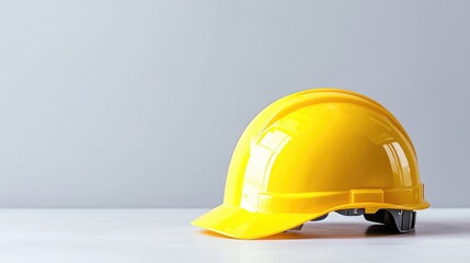 Yellow hard hat safety work site table background
