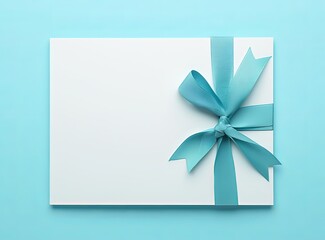 White Card with Light Blue Ribbon Hanging