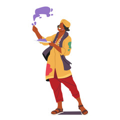 Happy cheerful Indian man wearing traditional native costume celebrating spring Holi festival