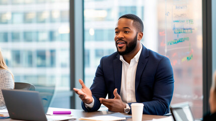 Creative African American Man in Modern Office Setting