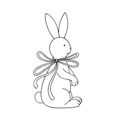 Line sketch, coloring decorative festive Easter bunny. Vector graphics.
