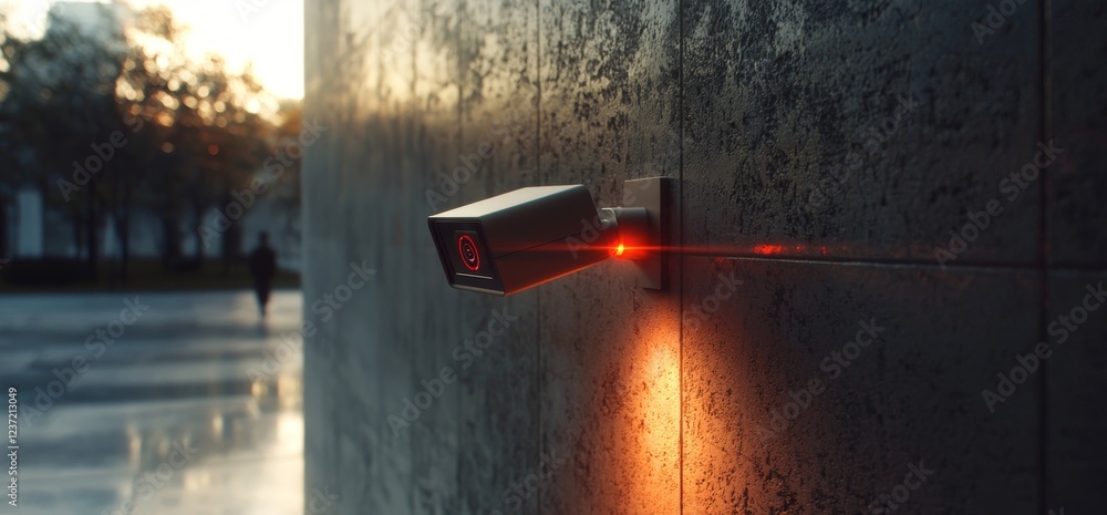Poster a security camera focusing on a detected intrusion - 3d rendering
