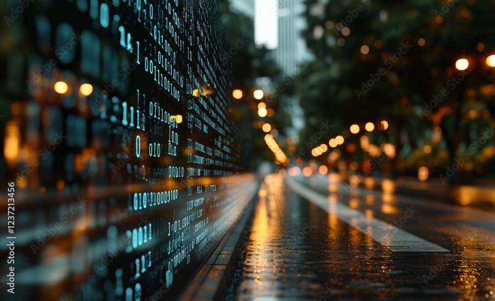 Aufkleber 3d illustration of data cells with binary code elements