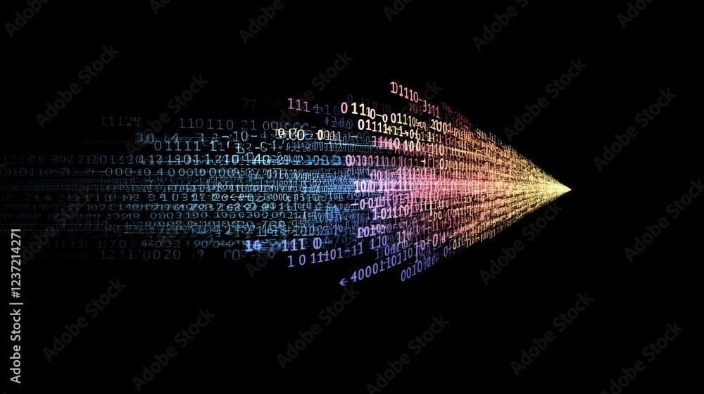 Poster big data technology and data science illustration. data flow concept. querying, analysing, and visua