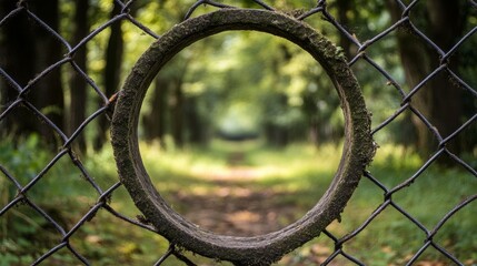 Wire fence pattern, with a large cut-out hole in the middle, 16:9