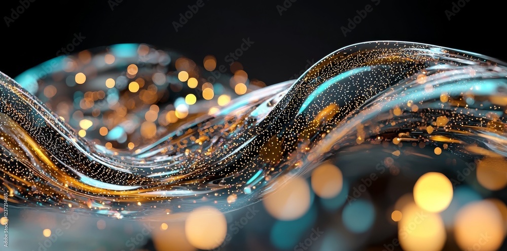 Poster a digital wallpaper showing an abstract background with pink and blue neon lines that glow, along wi
