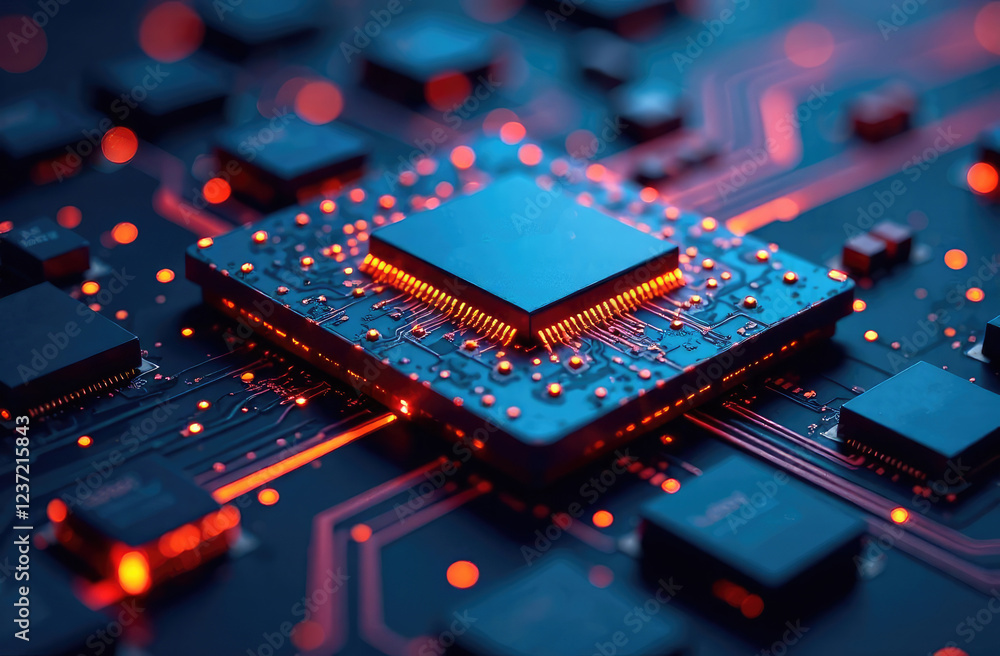 Aufkleber abstract circuit board electronics concept semiconductor circuit connection, modern system, ai syste