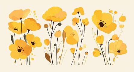 Obraz premium Abstract Yellow Flower Vector Background Design with Soft Pastel Colors on White Background