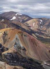 The colorful Mt Brennisteinsalda in the Landmannalaugar region, Fjallabak Nature reserve in the central highlands of Iceland