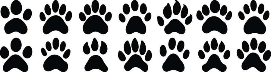 Paw silhouette set vector design big pack of animal illustration and icon © Catnip