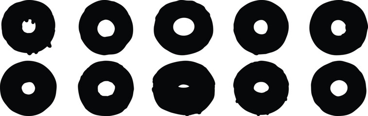 Donut silhouette set vector design big pack of candy illustration and icon