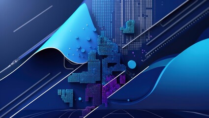 psychedelic blue abstraction of a technological financial landscape.