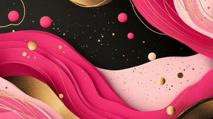 Obraz premium Stunning Pink and Gold Abstract Graphic Design