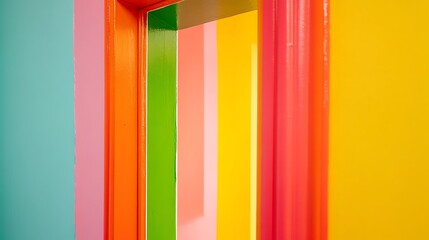 Colorful painted doorway frame and walls