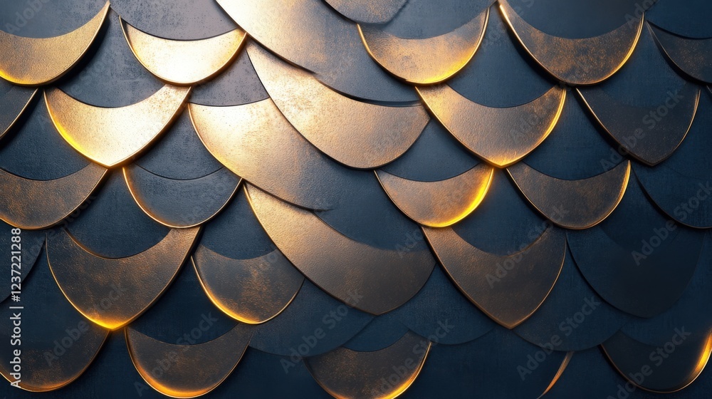 Poster golden and dark metallic scale pattern background