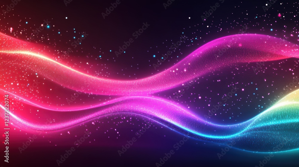 Aufkleber vibrant abstract light trails in motion on dark background with sparkling particles