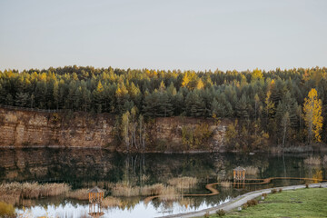 View of the pond in Jaworzno (Poland), Park Gródek