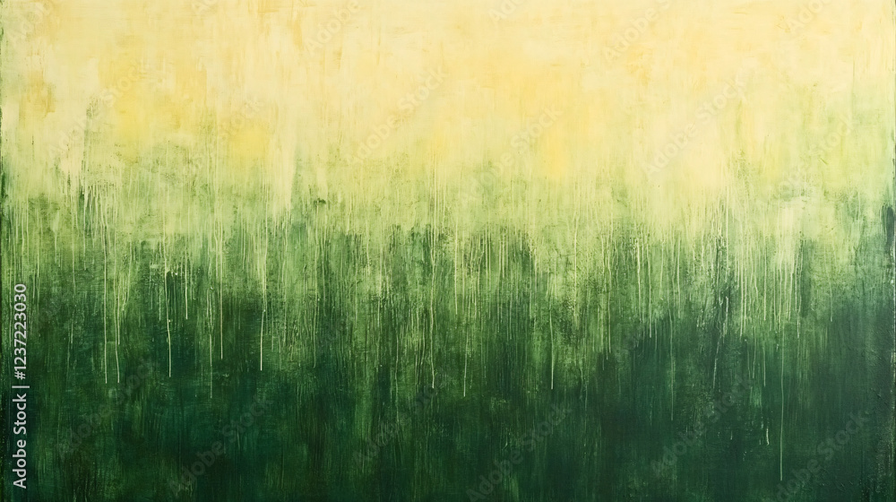 Aufkleber An abstract painting featuring a vertical gradient from deep green to soft yellow with a textured and blended brushstroke effect

